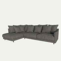 Canapé d'angle gauche fixe en tissu joint - gris restanque