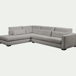 Canapé d'angle méridienne gauche fixe en tissu Genesis - gris