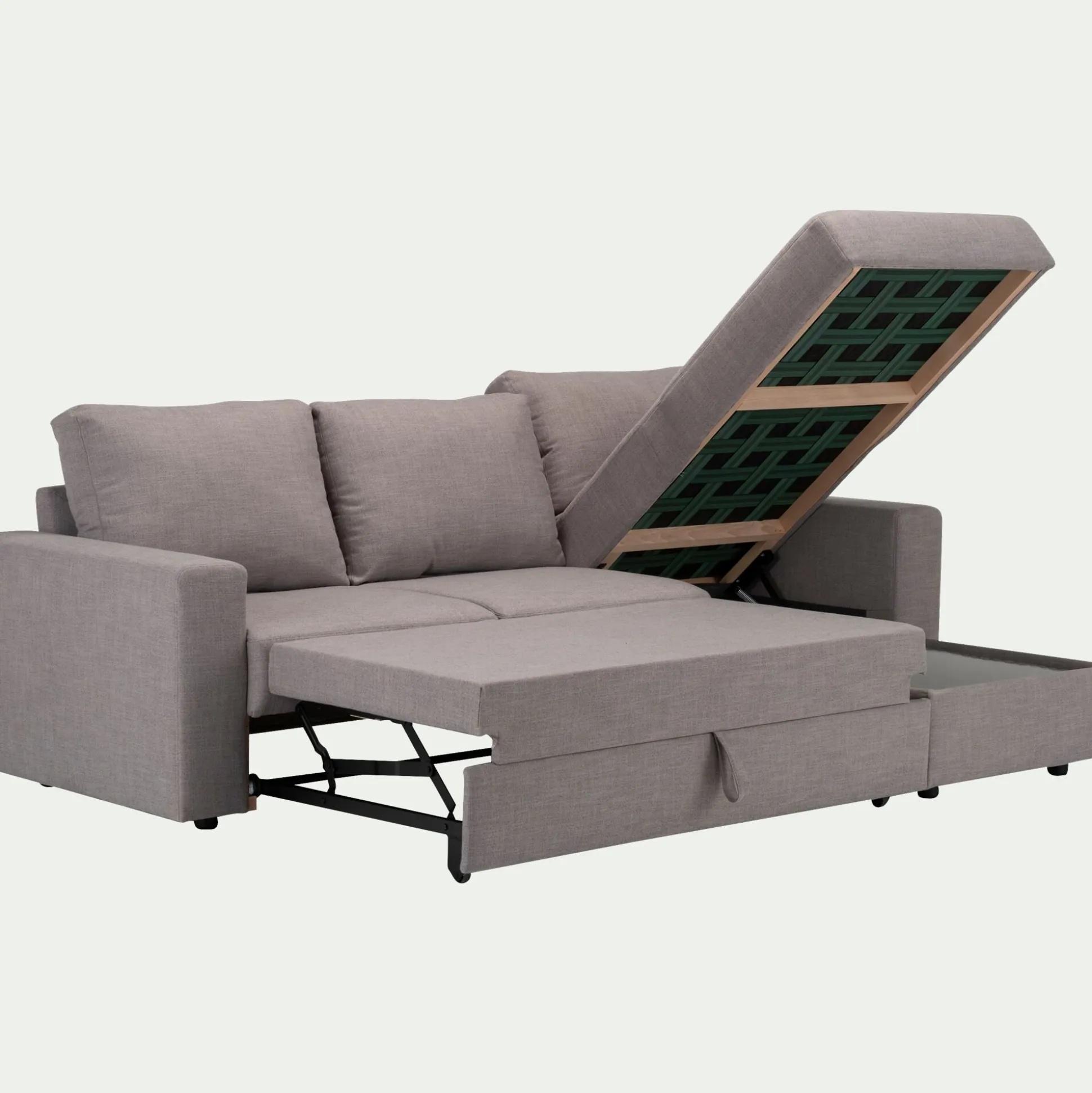 Canapé d'angle réversible convertible en tissu - gris borie