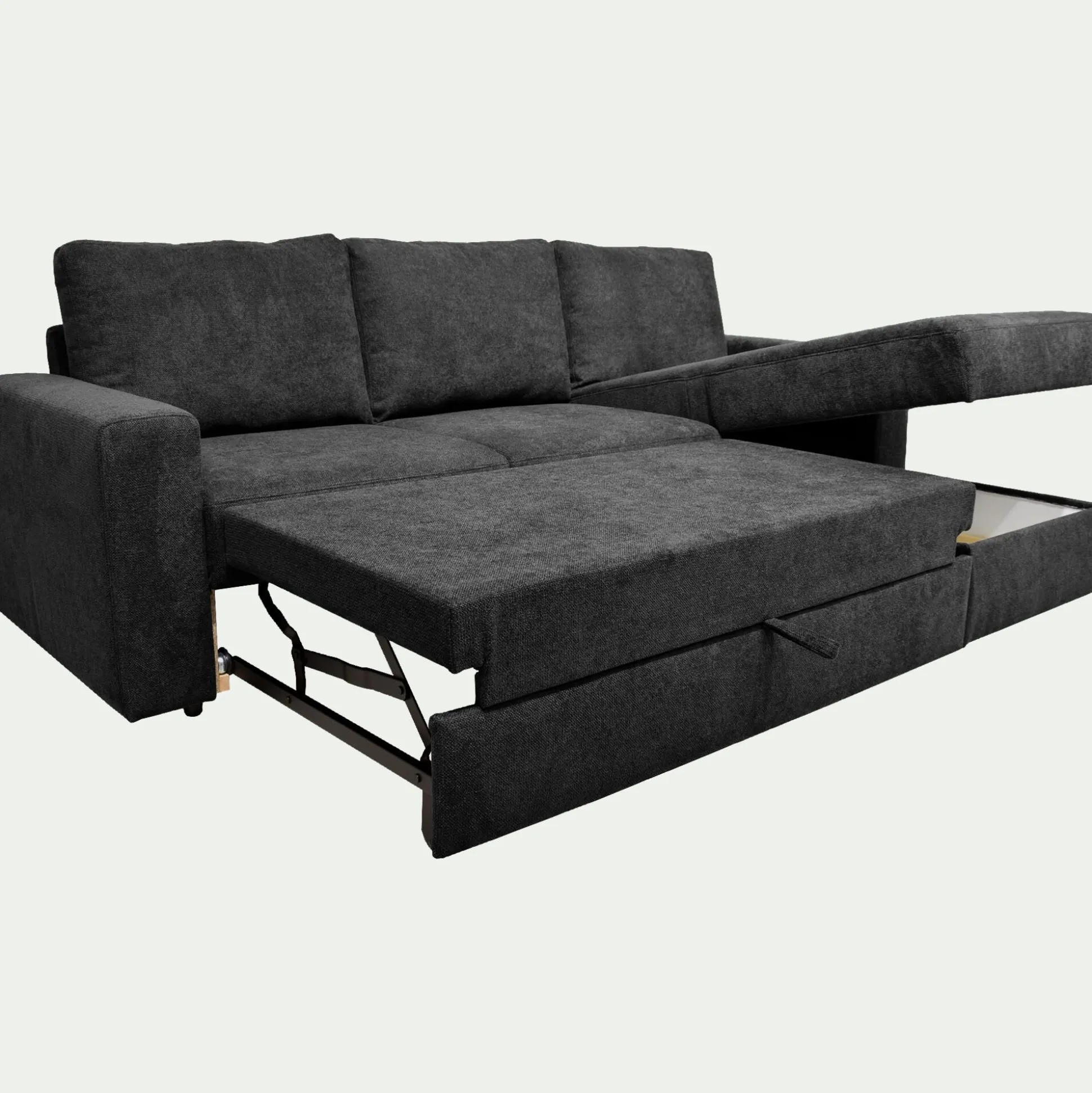 Canapé d'angle réversible convertible en tissu tramé - gris ardoise