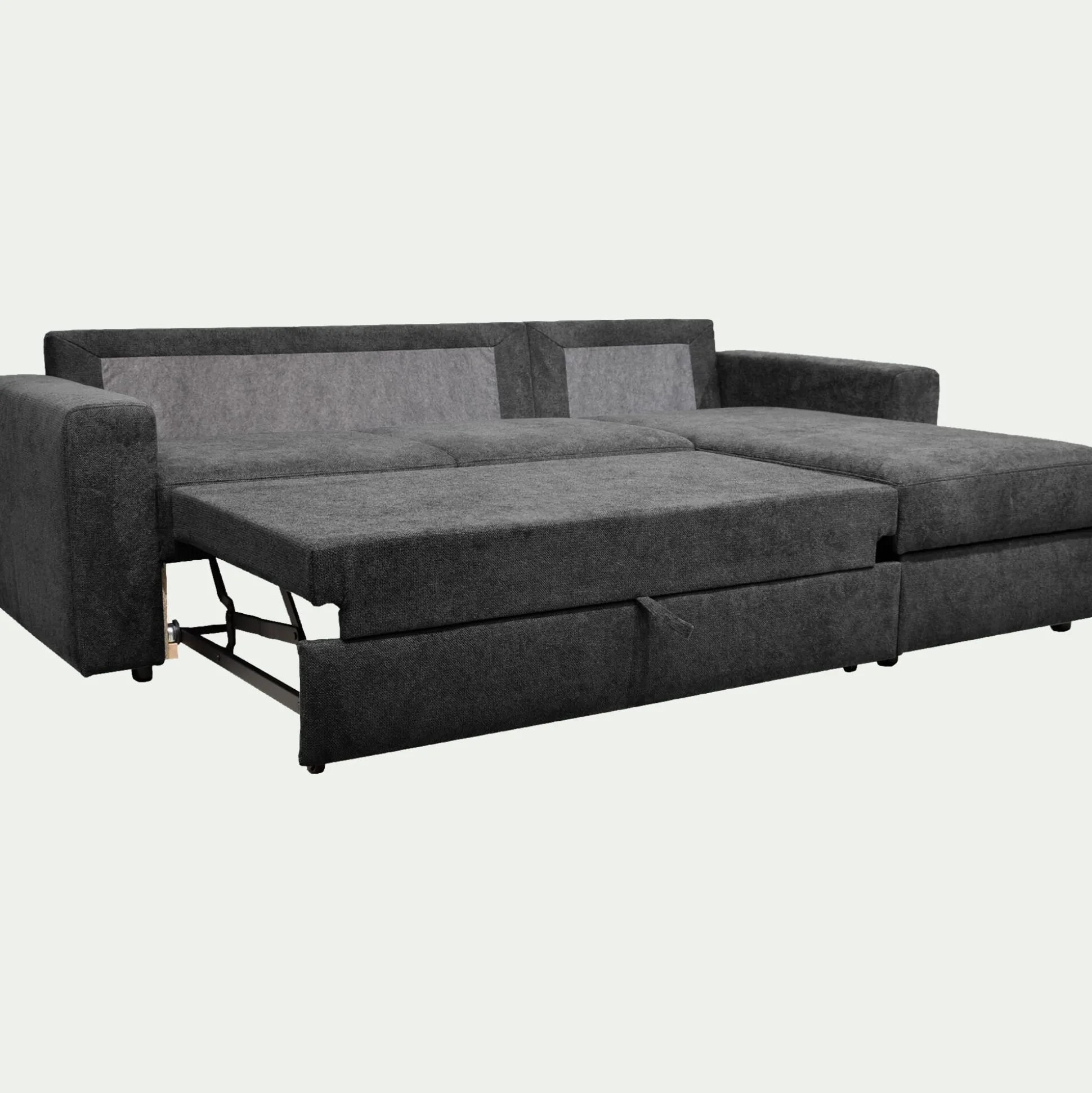 Canapé d'angle réversible convertible en tissu tramé - gris ardoise