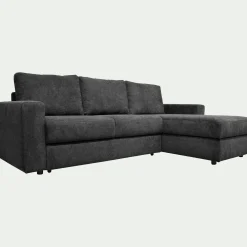 Canapé d'angle réversible convertible en tissu tramé - gris ardoise