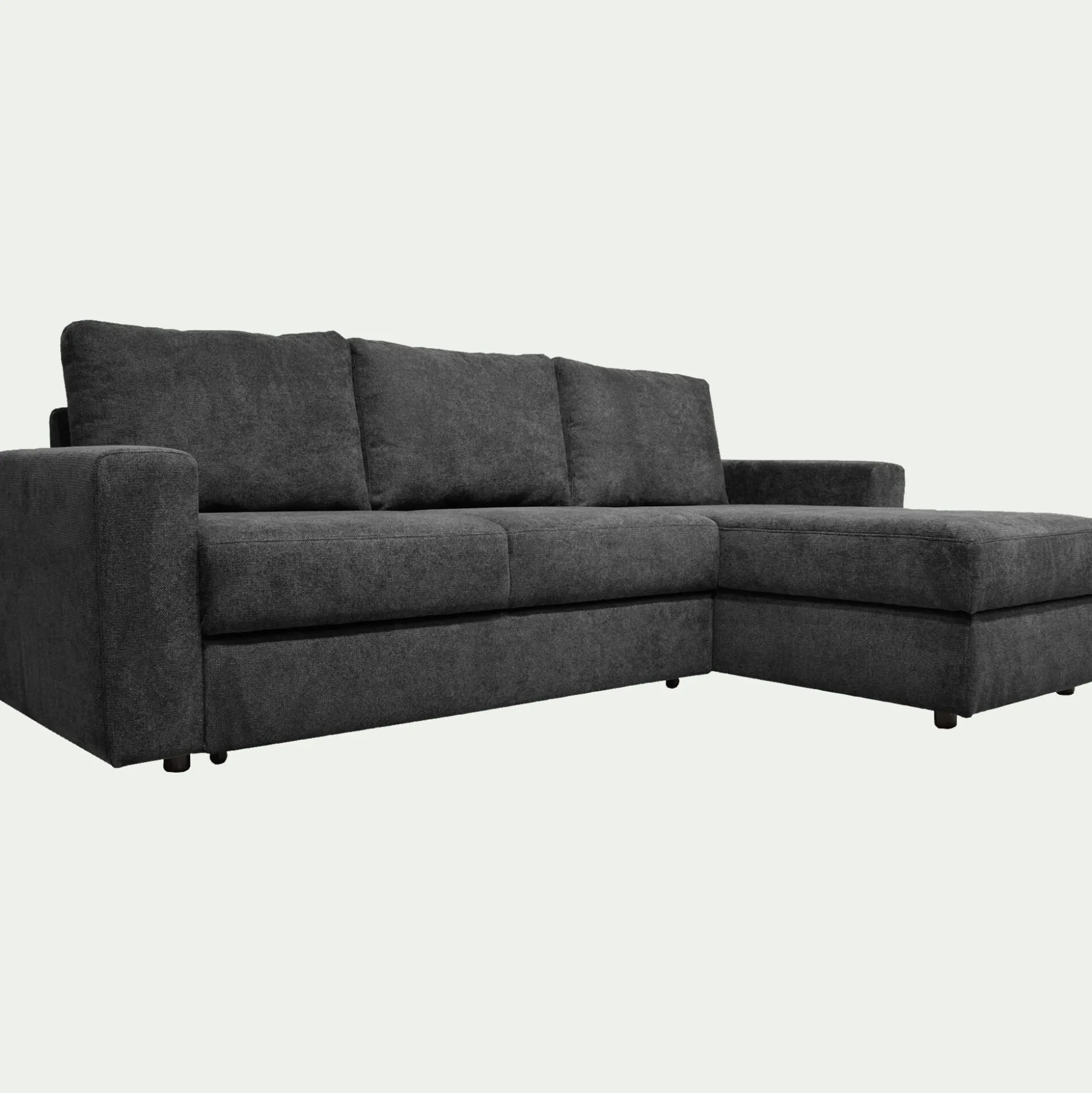 Canapé d'angle réversible convertible en tissu tramé - gris ardoise