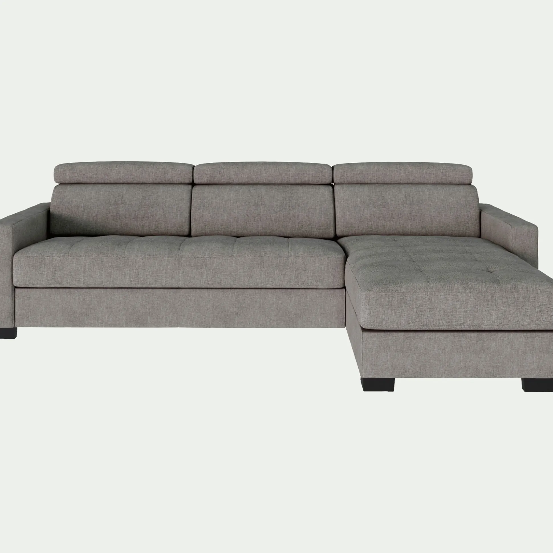 Canapé d'angle réversible convertible matelas Bultex en tissu monclar avec accoudoirs 15cm - taupe