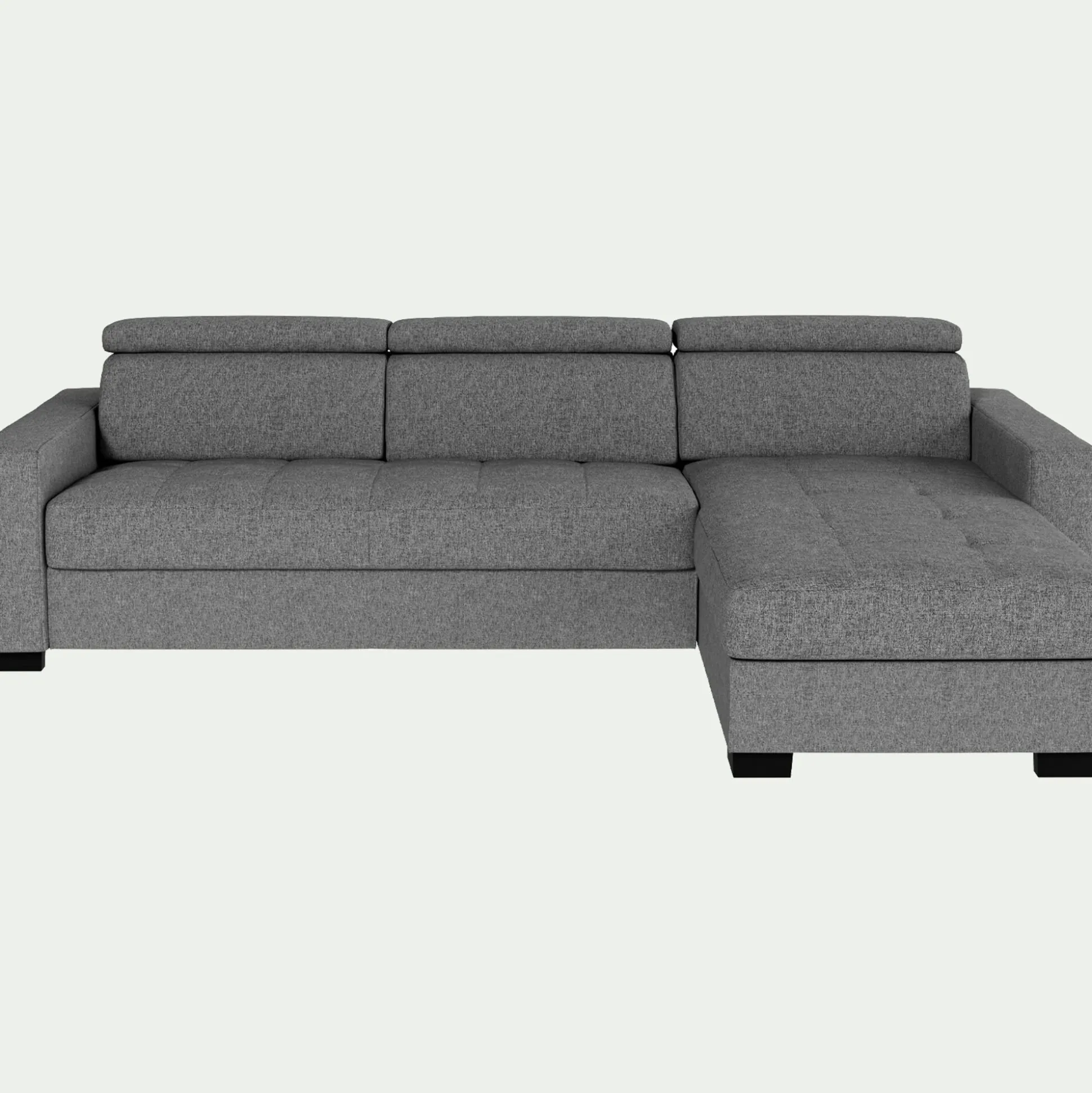Canapé d'angle réversible convertible matelas Bultex en tissus pop avec accoudoirs 20cm - gris moyen