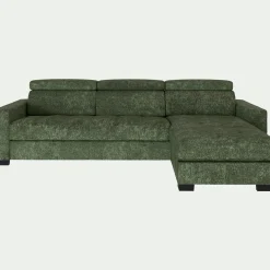Canapé d'angle réversible convertible en tissu genesis avec accoudoirs 20cm - vert cèdre