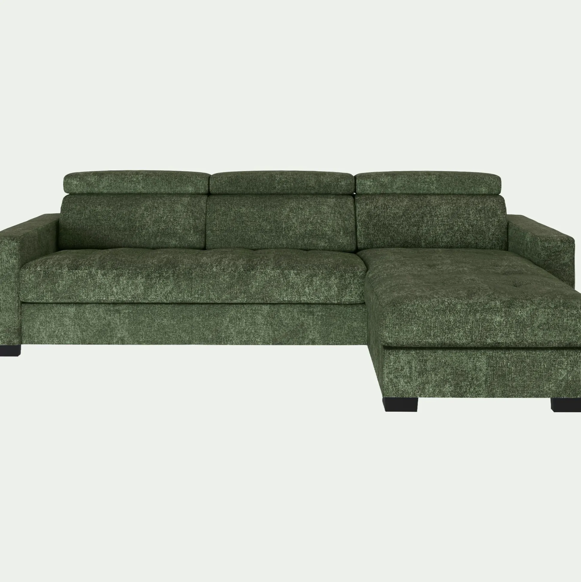 Canapé d'angle réversible convertible en tissu genesis avec accoudoirs 20cm - vert cèdre