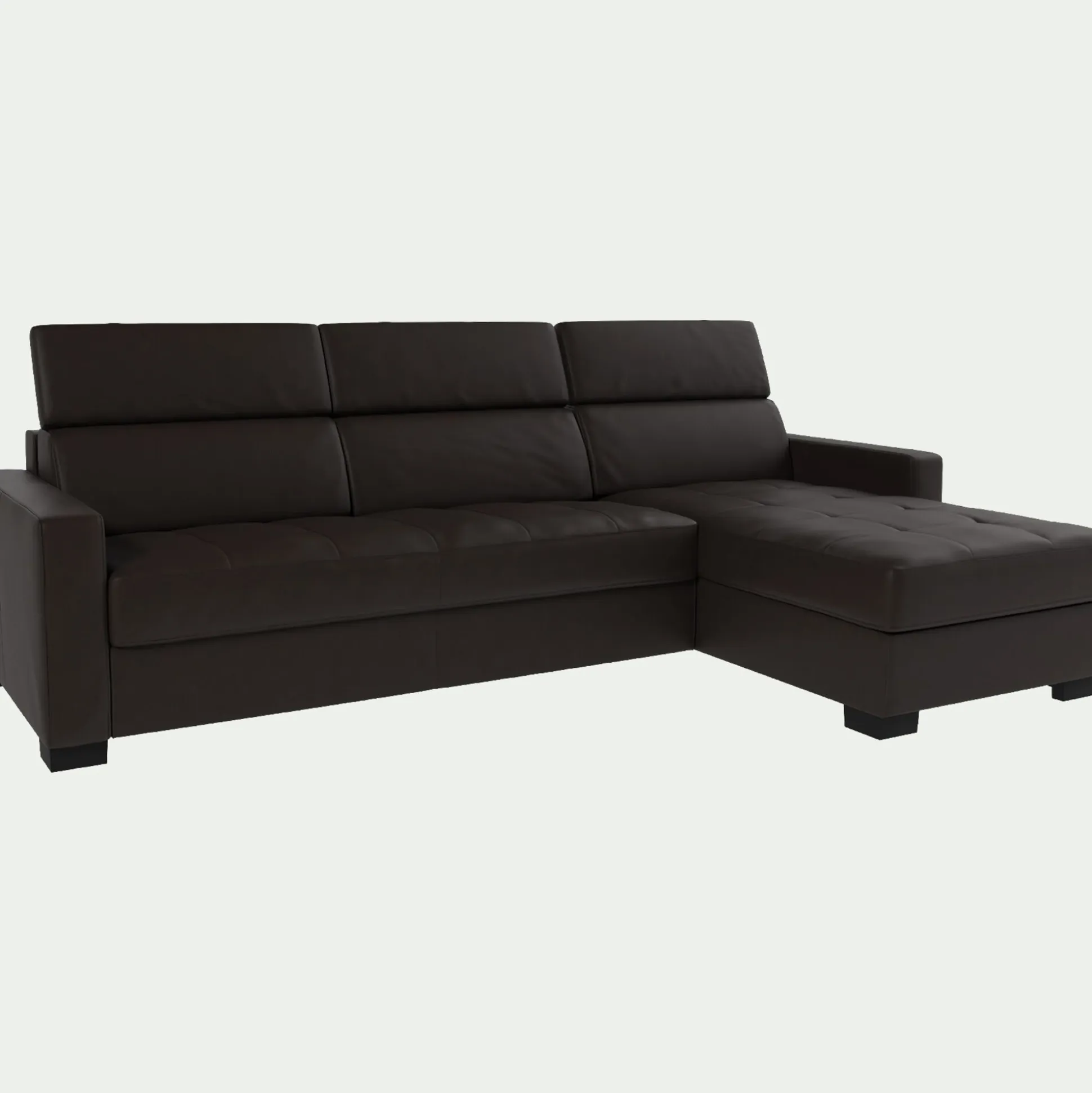 Canapé d'angle réversible convertible Bultex en cuir avec accoudoirs 15cm - marron