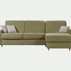 Canapé d'angle réversible convertible en tissu Sogno matelas densité 35kg/m3 - vert cèdre