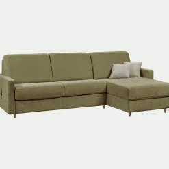 Canapé d'angle réversible convertible en tissu Sogno matelas densité 35kg/m3 - vert cèdre