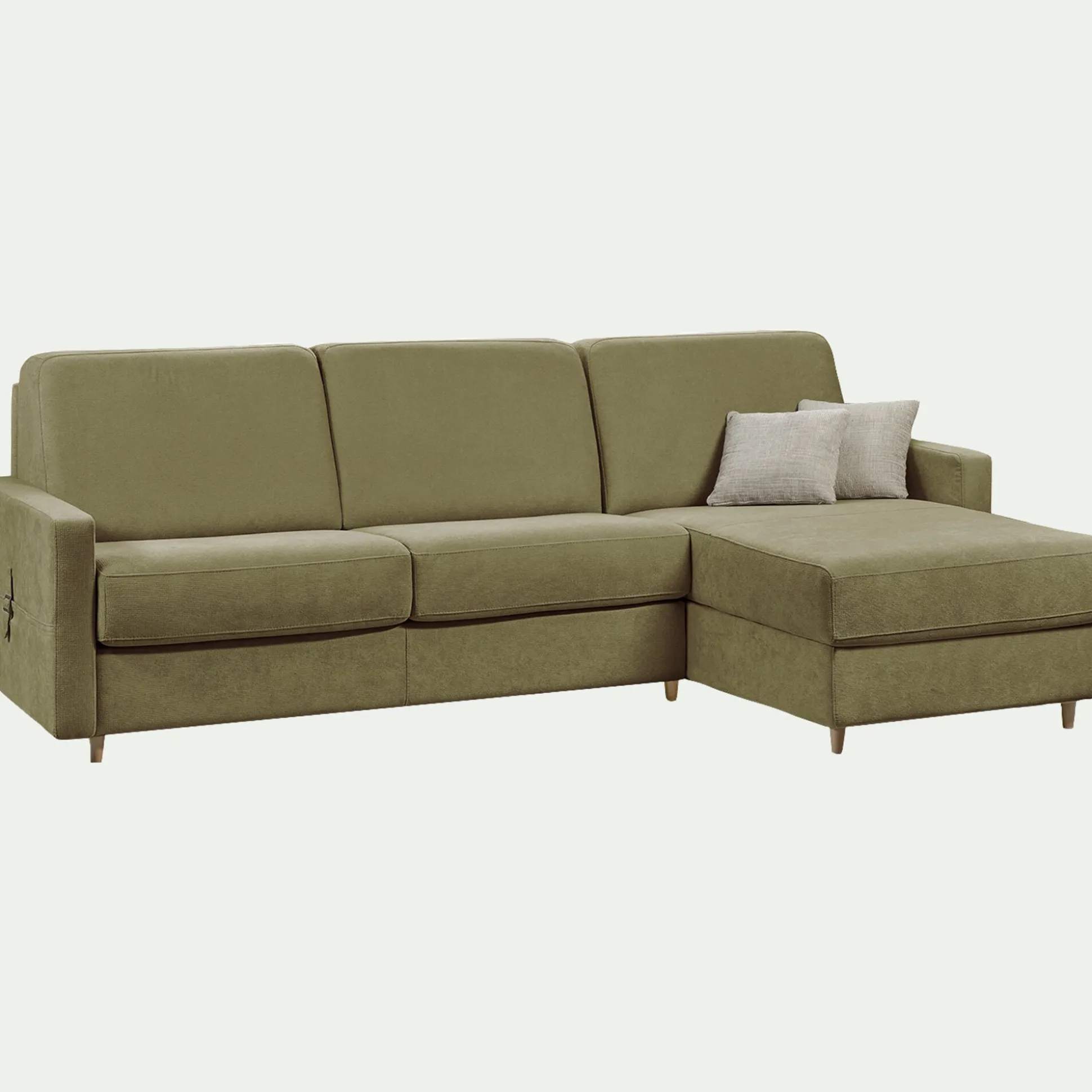 Canapé d'angle réversible convertible en tissu Sogno matelas densité 35kg/m3 - vert cèdre