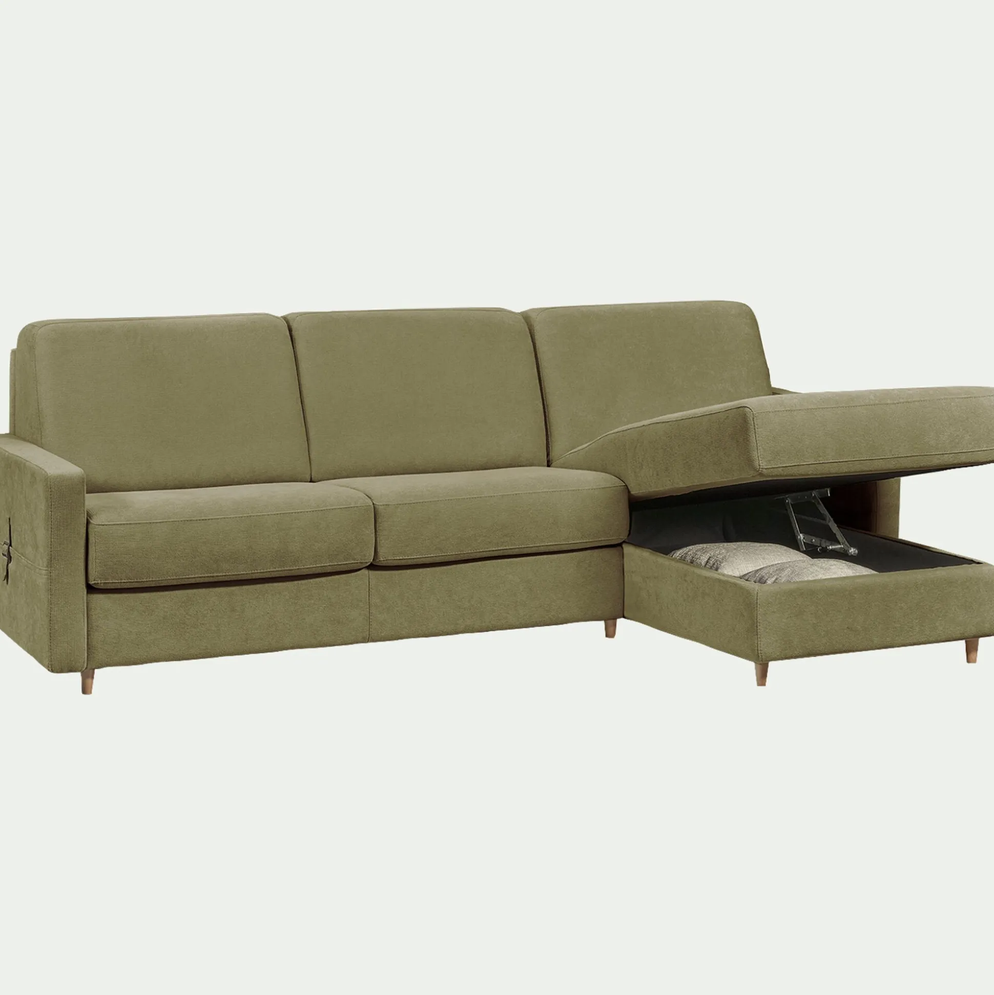 Canapé d'angle réversible convertible en tissu Sogno matelas densité 35kg/m3 - vert cèdre