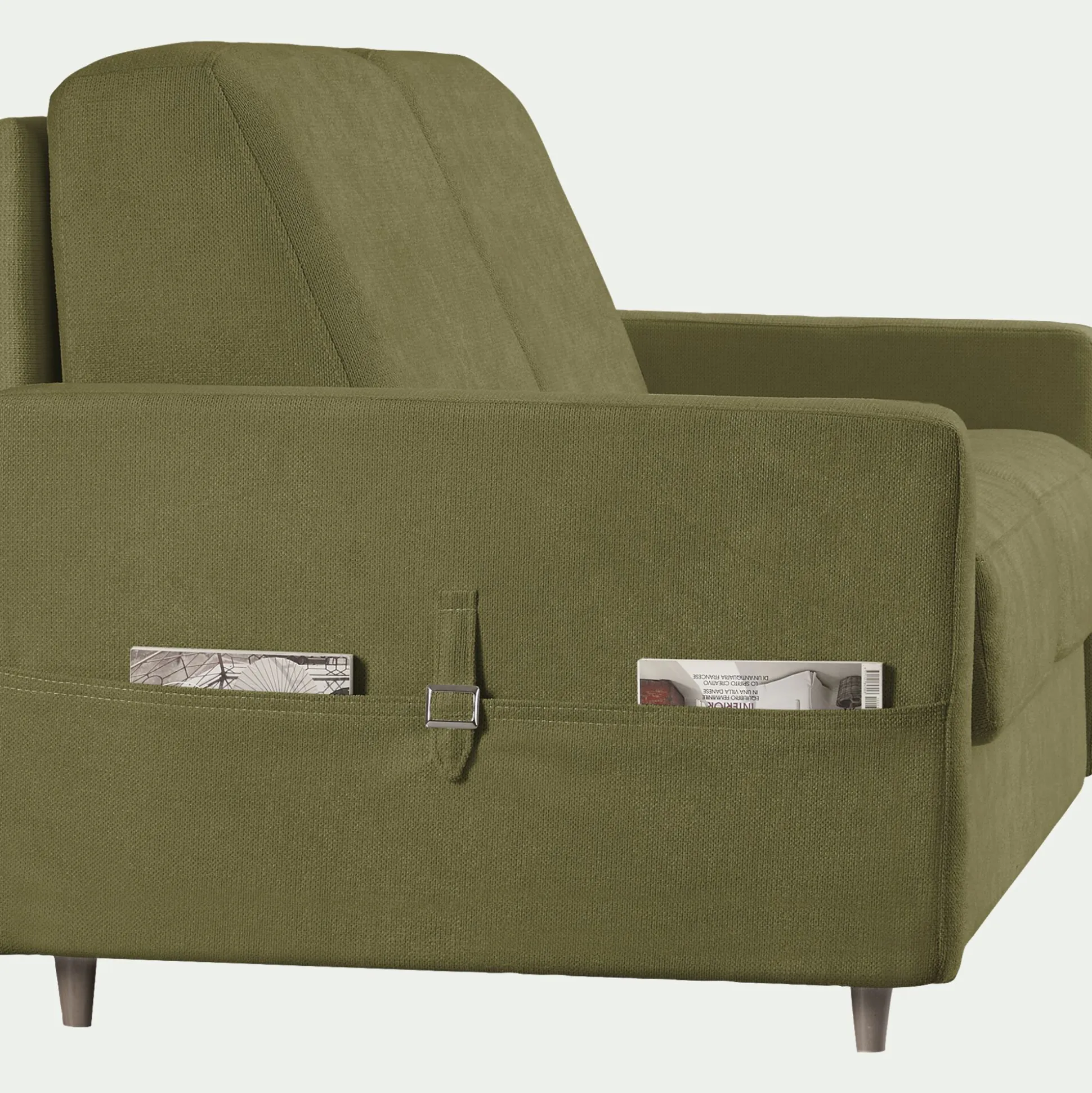 Canapé d'angle réversible convertible en tissu Sogno matelas densité 35kg/m3 - vert cèdre