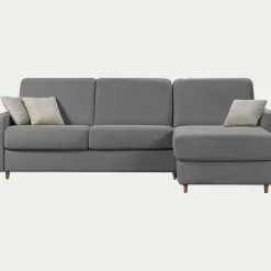 Canapé d'angle réversible convertible en tissu Sogno matelas densité 35kg/m3 - gris restanque