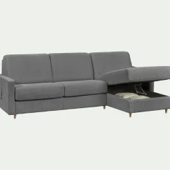 Canapé d'angle réversible convertible en tissu Sogno matelas densité 35kg/m3 - gris restanque