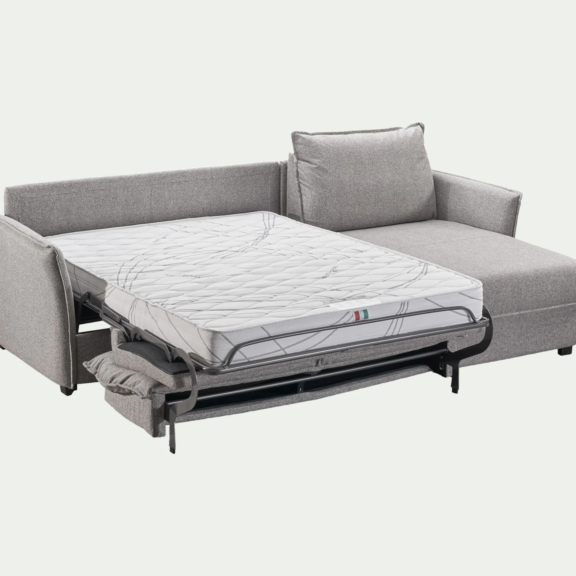 Canapé d'angle réversible convertible en tissu Sogno avec matelas densité 35kg/m3 - gris moyen