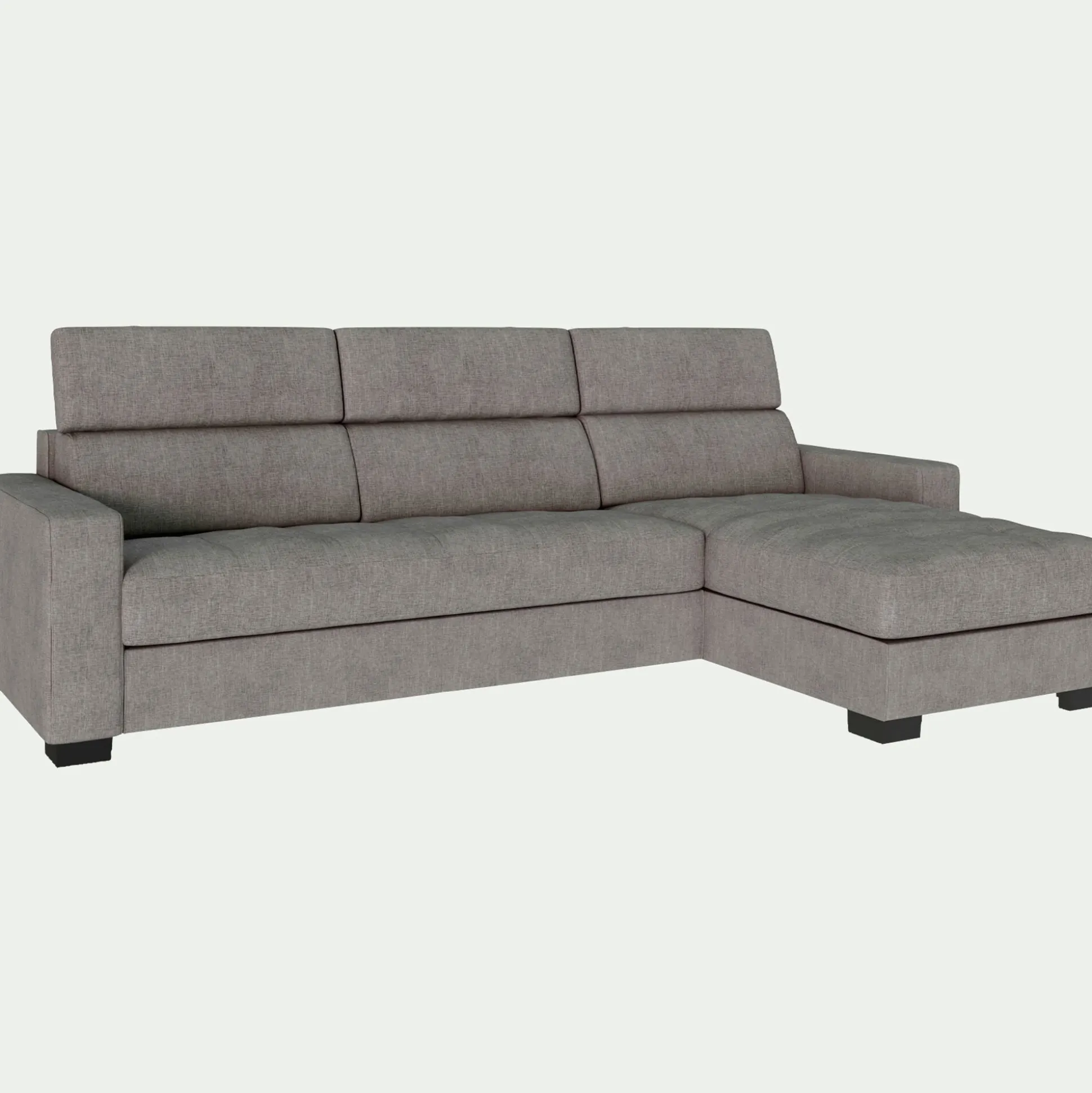 Canapé d'angle réversible convertible en tissu monclar avec accoudoirs 20cm - taupe