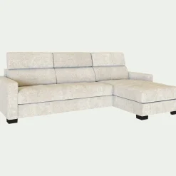 Canapé d'angle réversible convertible en tissu genesis avec accoudoirs 15cm - blanc ventoux