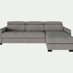 Canapé d'angle réversible convertible en tissu monclar avec accoudoirs 15cm - taupe