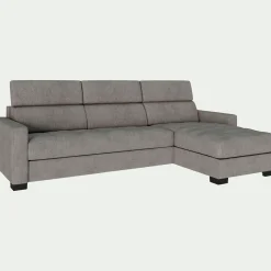 Canapé d'angle réversible convertible en tissu monclar avec accoudoirs 15cm - taupe