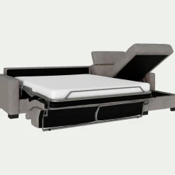 Canapé d'angle réversible convertible en tissu monclar avec accoudoirs 15cm - taupe