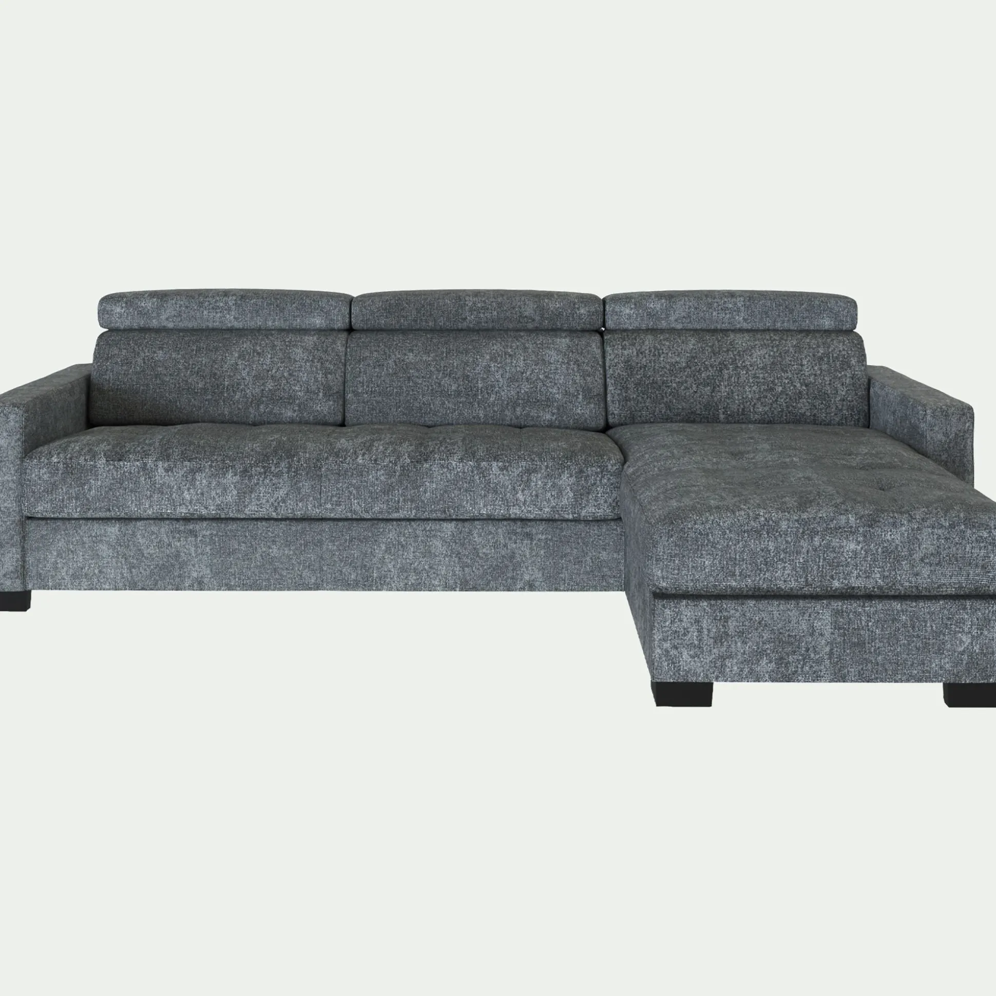 Canapé d'angle réversible convertible en tissu genesis avec accoudoirs 15cm - gris ardoise