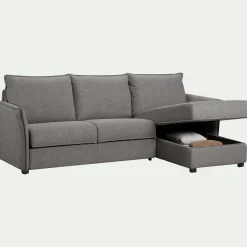 Canapé d'angle réversible convertible en tissu Sogno avec matelas densité 35kg/m3 - gris anthracite