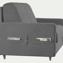 Canapé d'angle réversible convertible en tissu Stella matelas densité 25kg/m3 - gris restanque
