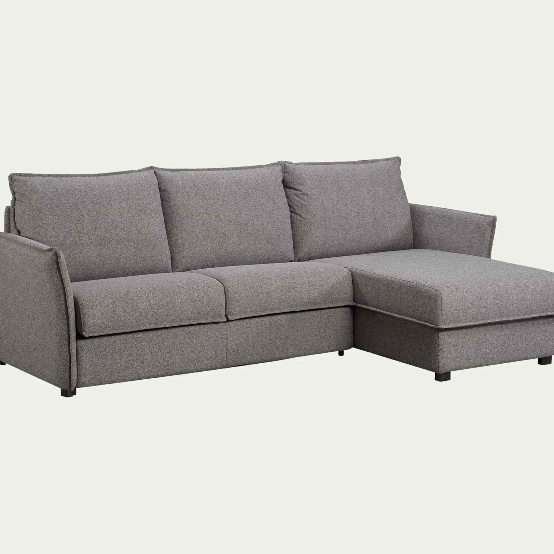 Canapé d'angle réversible convertible en tissu Stella avec matelas densité 25kg/m3 - gris anthracite