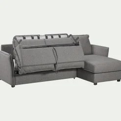 Canapé d'angle réversible convertible en tissu Stella avec matelas densité 25kg/m3 - gris anthracite