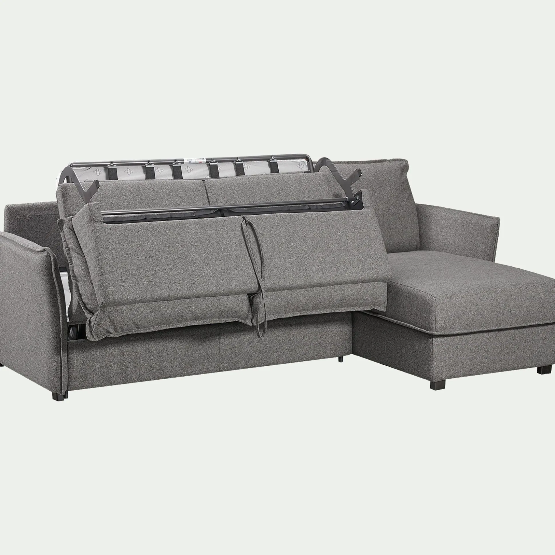 Canapé d'angle réversible convertible en tissu Stella avec matelas densité 25kg/m3 - gris anthracite