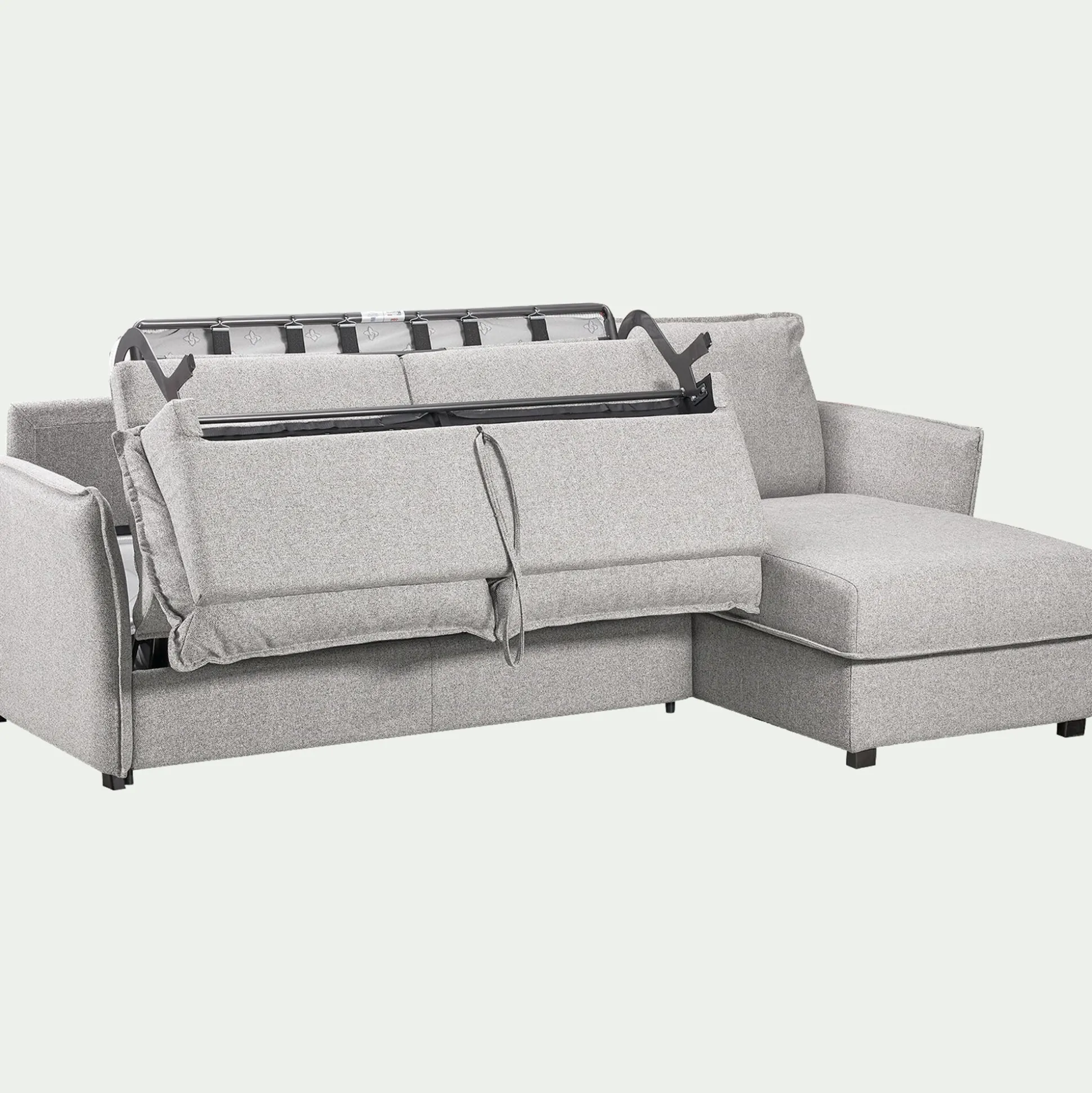 Canapé d'angle réversible convertible en tissu Stella avec matelas densité 25kg/m3 - gris borie