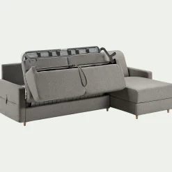 Canapé d'angle réversible convertible en tissu matelas densité 35kg/m3 - gris