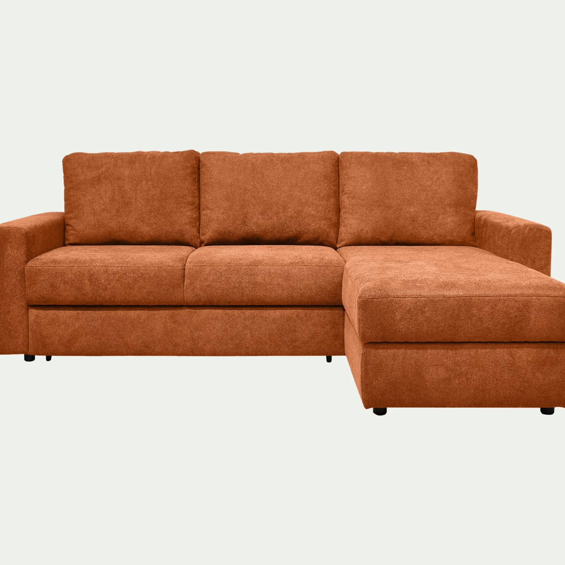 Canapé d'angle réversible convertible en tissu tramé - brun rustrel