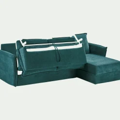 Canapé d'angle réversible convertible en tissu avec matelas densité 25kg/m3 - gris restanque