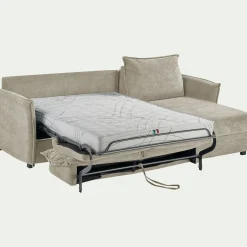 Canapé d'angle réversible convertible en tissu avec matelas densité 35kg/m3 - beige roucas