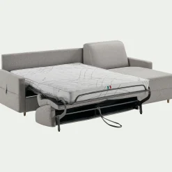 Canapé d'angle réversible convertible en tissu matelas densité 25kg/m3 - gris borie