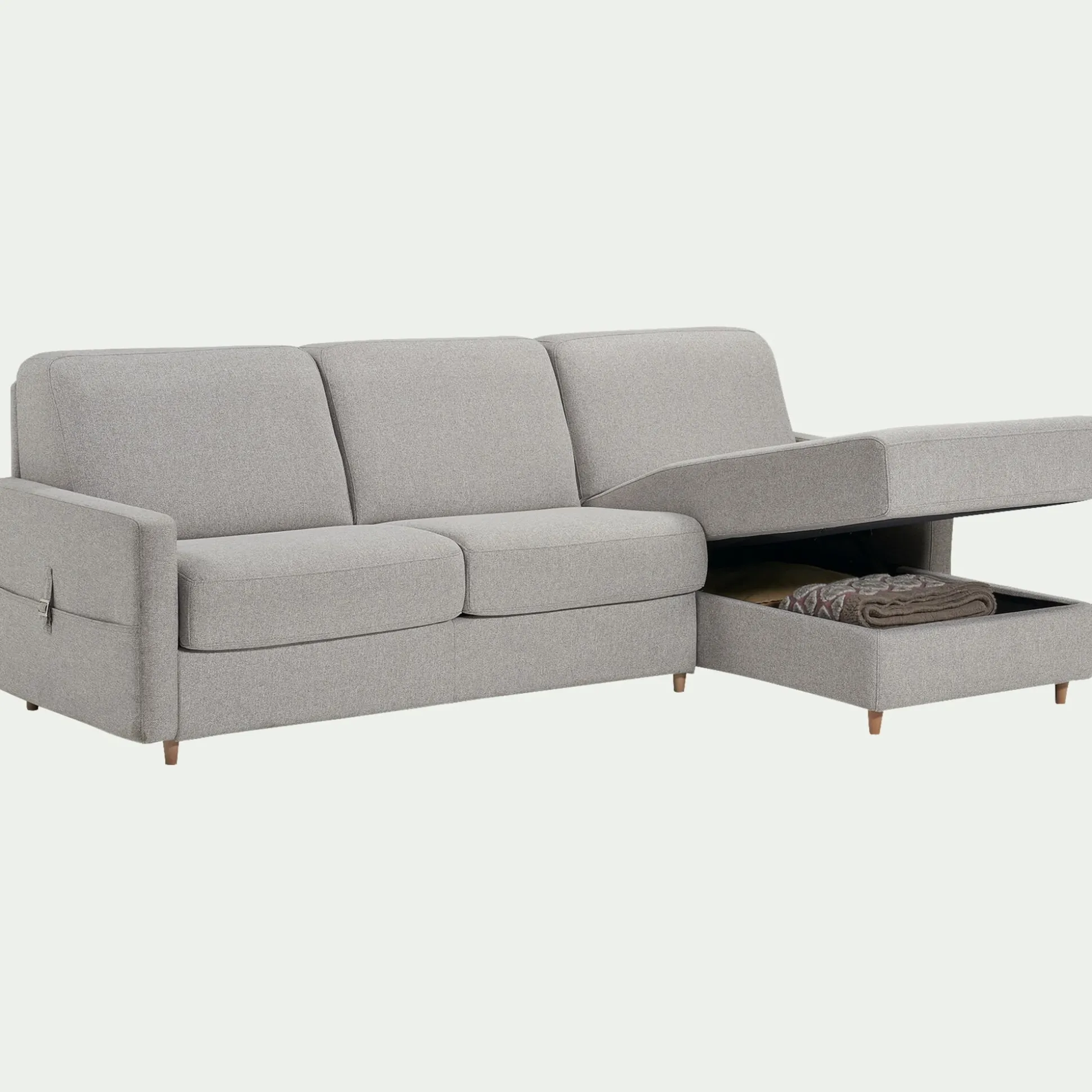 Canapé d'angle réversible convertible en tissu matelas densité 35kg/m3 - gris borie