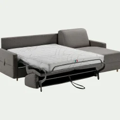 Canapé d'angle réversible convertible en tissu matelas densité 35kg/m3 - gris