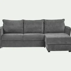 Canapé d'angle réversible convertible en tissu avec matelas densité 25kg/m3 - gris restanque