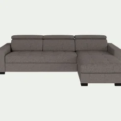 Canapé d'angle réversible convertible matelas Bultex en tissus pop avec accoudoirs 20cm - taupe
