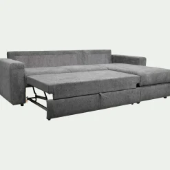 Canapé d'angle réversible convertible en tissu tramé - gris restanque