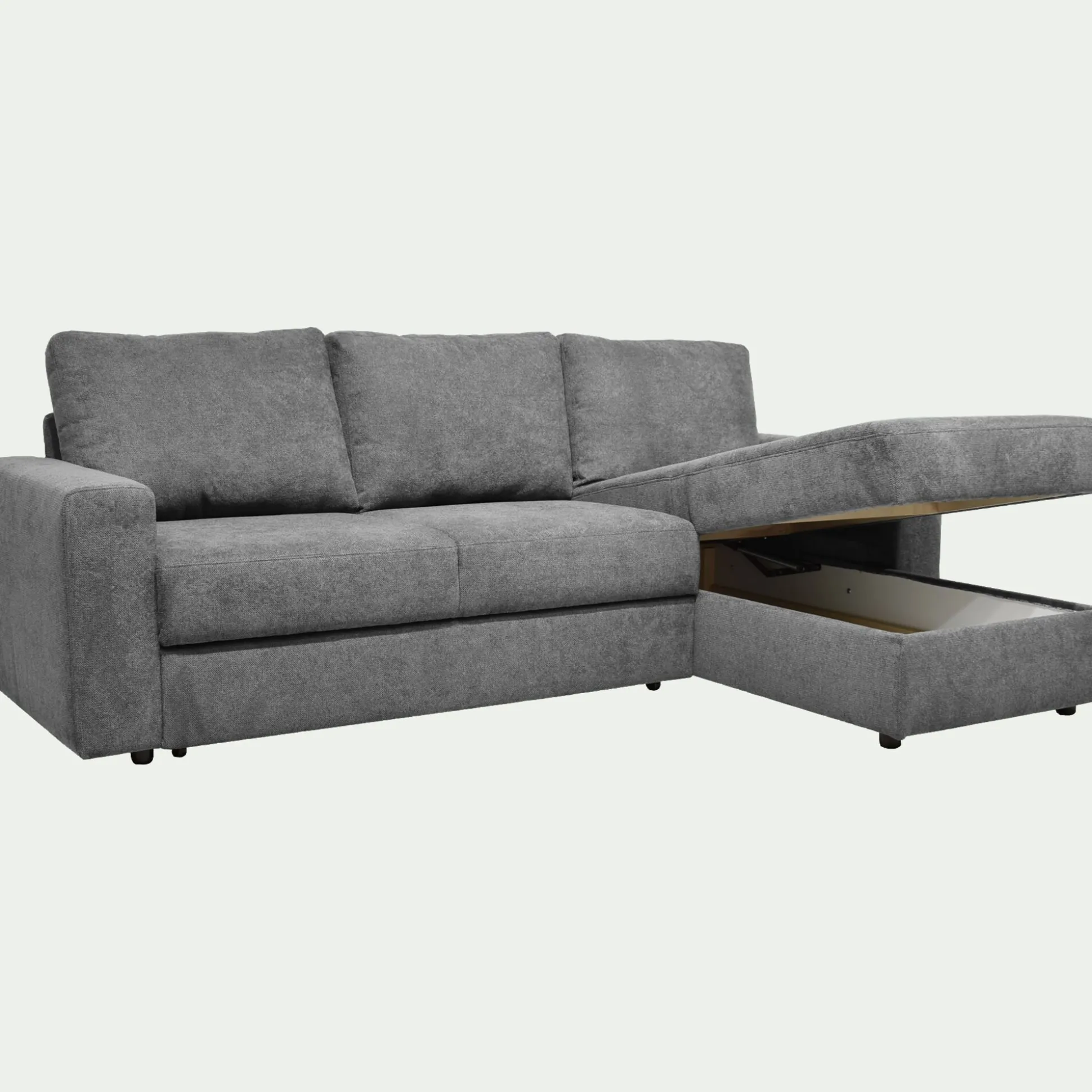 Canapé d'angle réversible convertible en tissu tramé - gris restanque