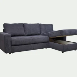 Canapé d'angle réversible convertible en tissu tramé - bleu calabrun