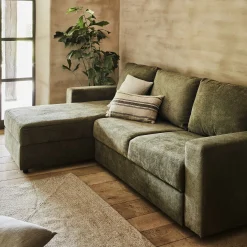 Canapé d'angle réversible convertible en tissu tramé - vert cèdre