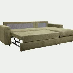 Canapé d'angle réversible convertible en tissu tramé - vert cèdre