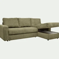 Canapé d'angle réversible convertible en tissu tramé - vert cèdre