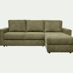 Canapé d'angle réversible convertible en tissu tramé - vert cèdre