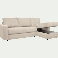 Canapé d'angle réversible convertible en tissu tramé - beige roucas