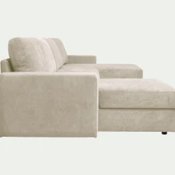 Canapé d'angle réversible convertible en tissu tramé - beige roucas